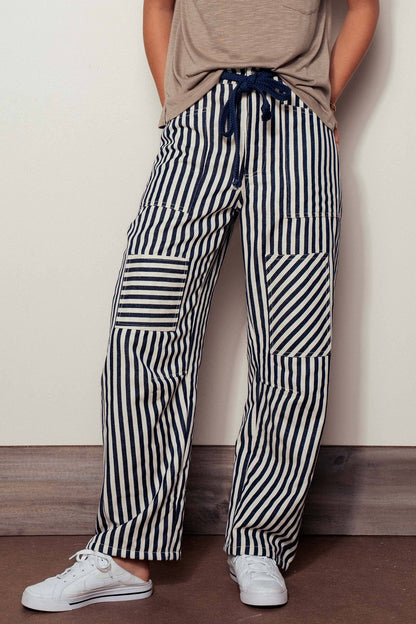 Navy Striped Pants