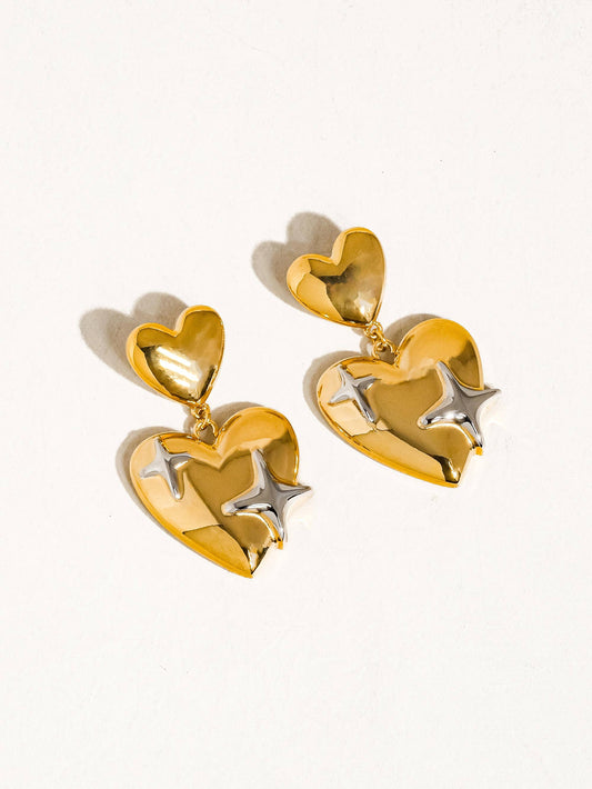 Heart & Star Dangle Earring