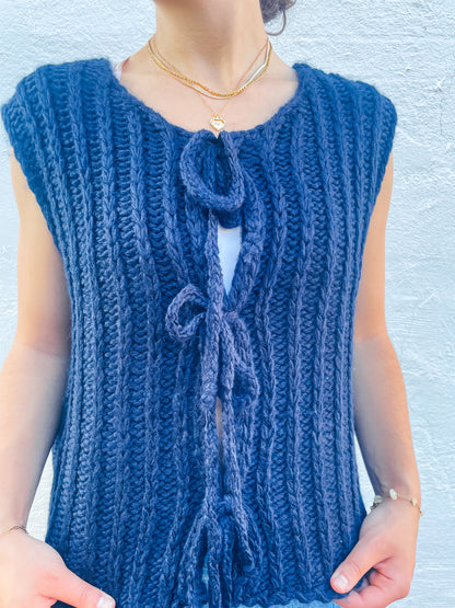 Navy Chunky Button Up Sweater