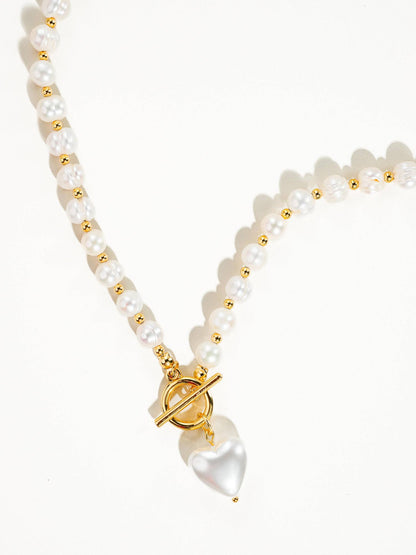 Wren Pearl Heart Necklace | White