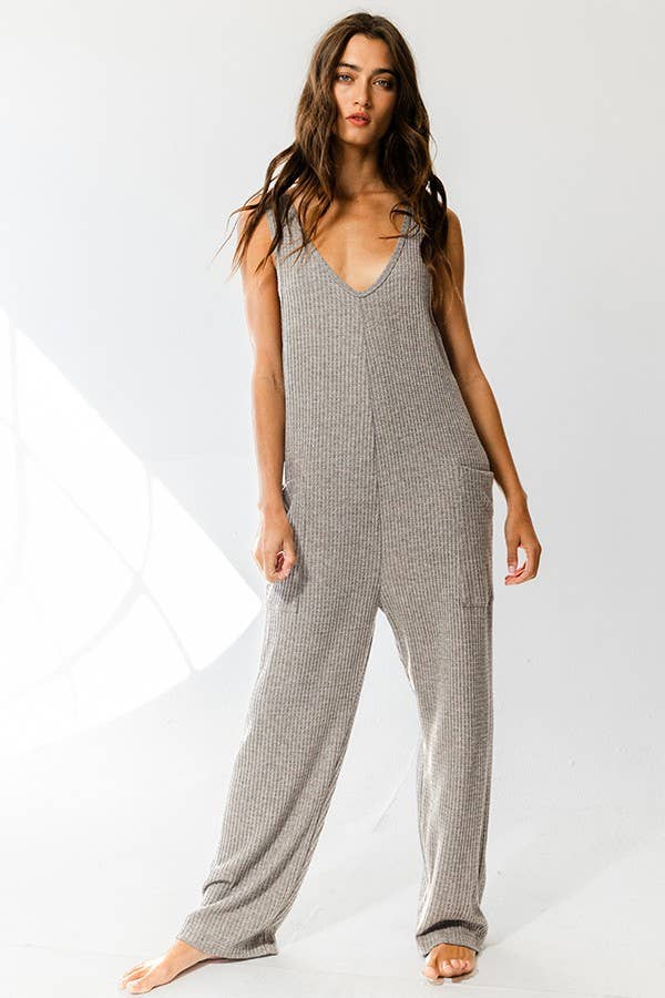 Tan Oversized Knit Jumpsuit