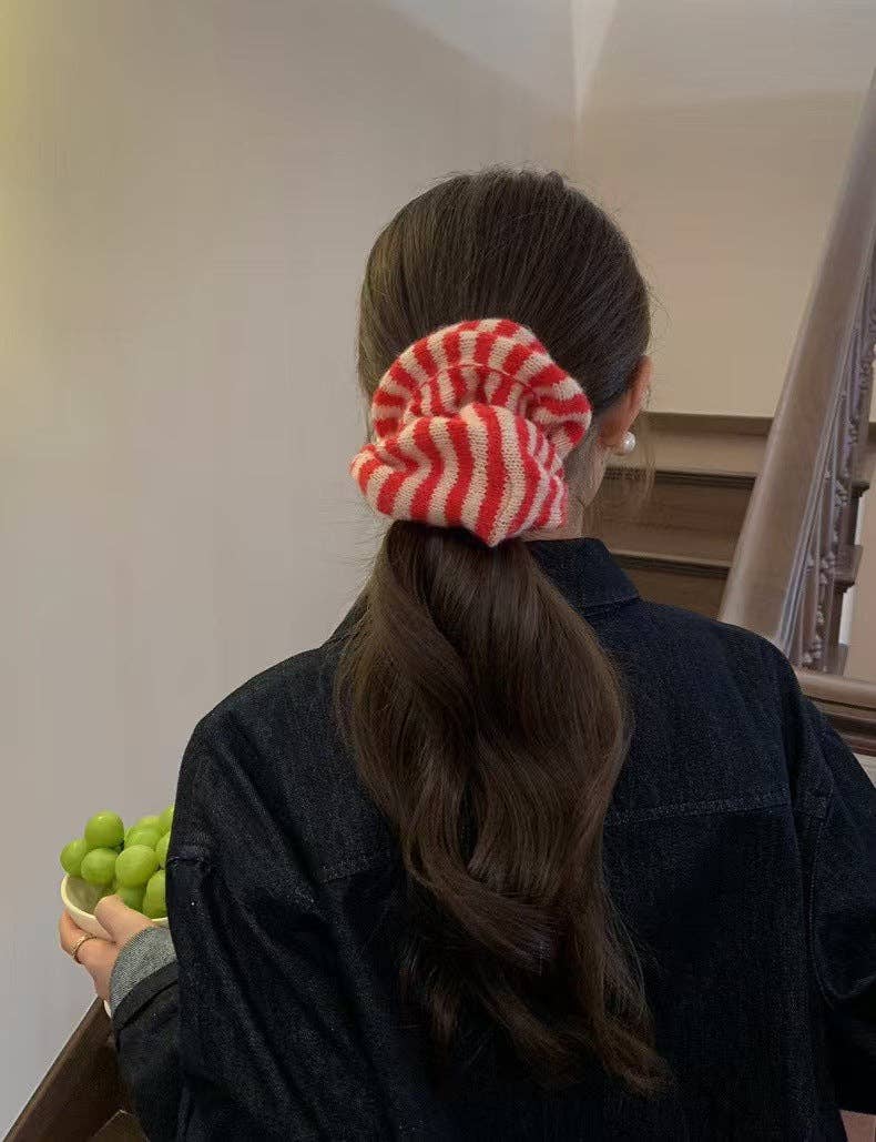 Black Striped Scrunchie