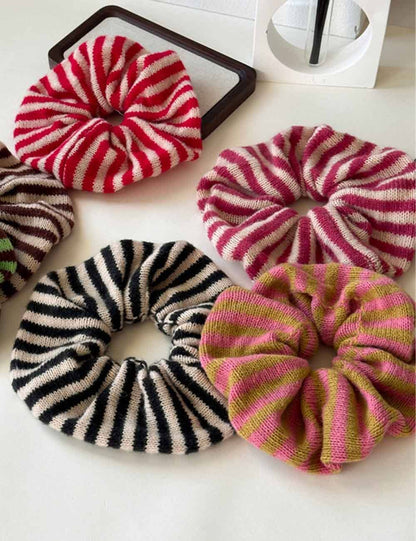 Brown Striped Scrunchie