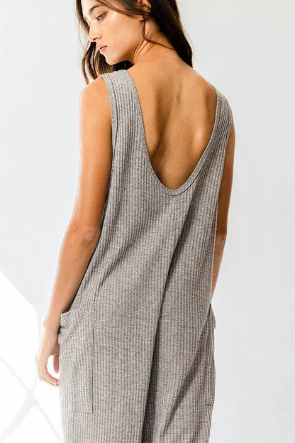 Tan Oversized Knit Jumpsuit