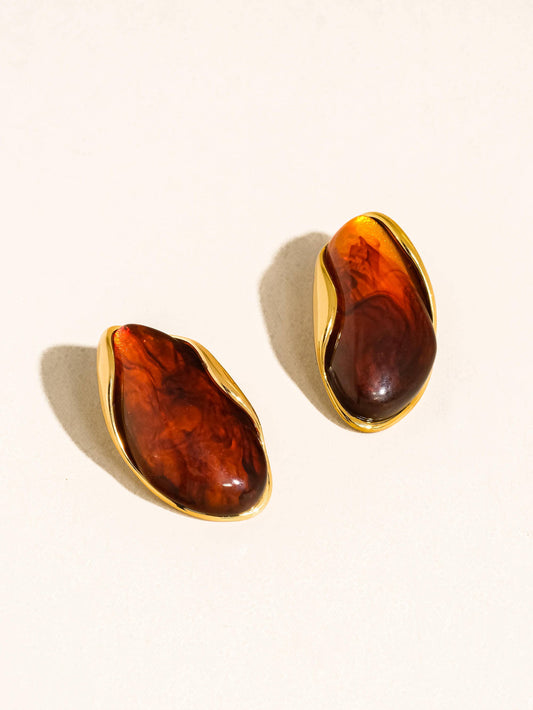 Brown Resin Drop Earrings