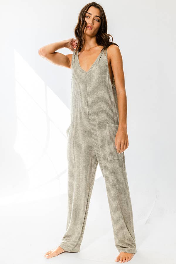 Tan Oversized Knit Jumpsuit