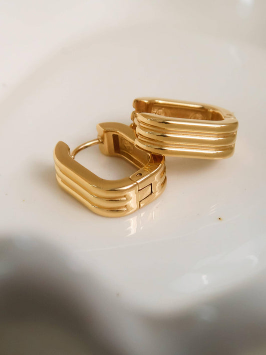 Stripe Hoops: Yellow Gold