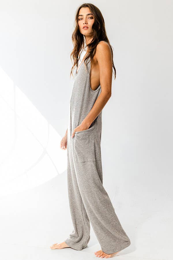 Tan Oversized Knit Jumpsuit