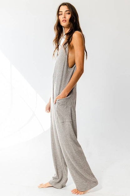 Tan Oversized Knit Jumpsuit