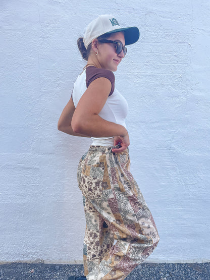 Patchwork Barrel Pants