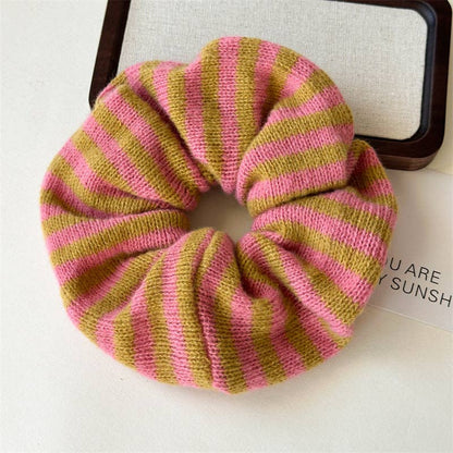 Brown Striped Scrunchie