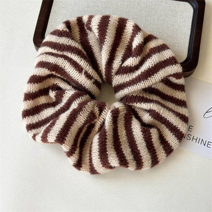 Brown Striped Scrunchie