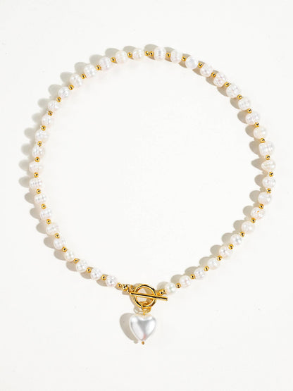 Wren Pearl Heart Necklace | White