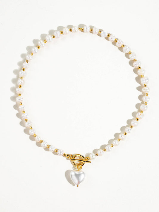 Wren Pearl Heart Necklace | White