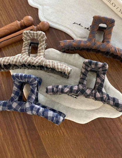 Checkered Fabric Hair Clip