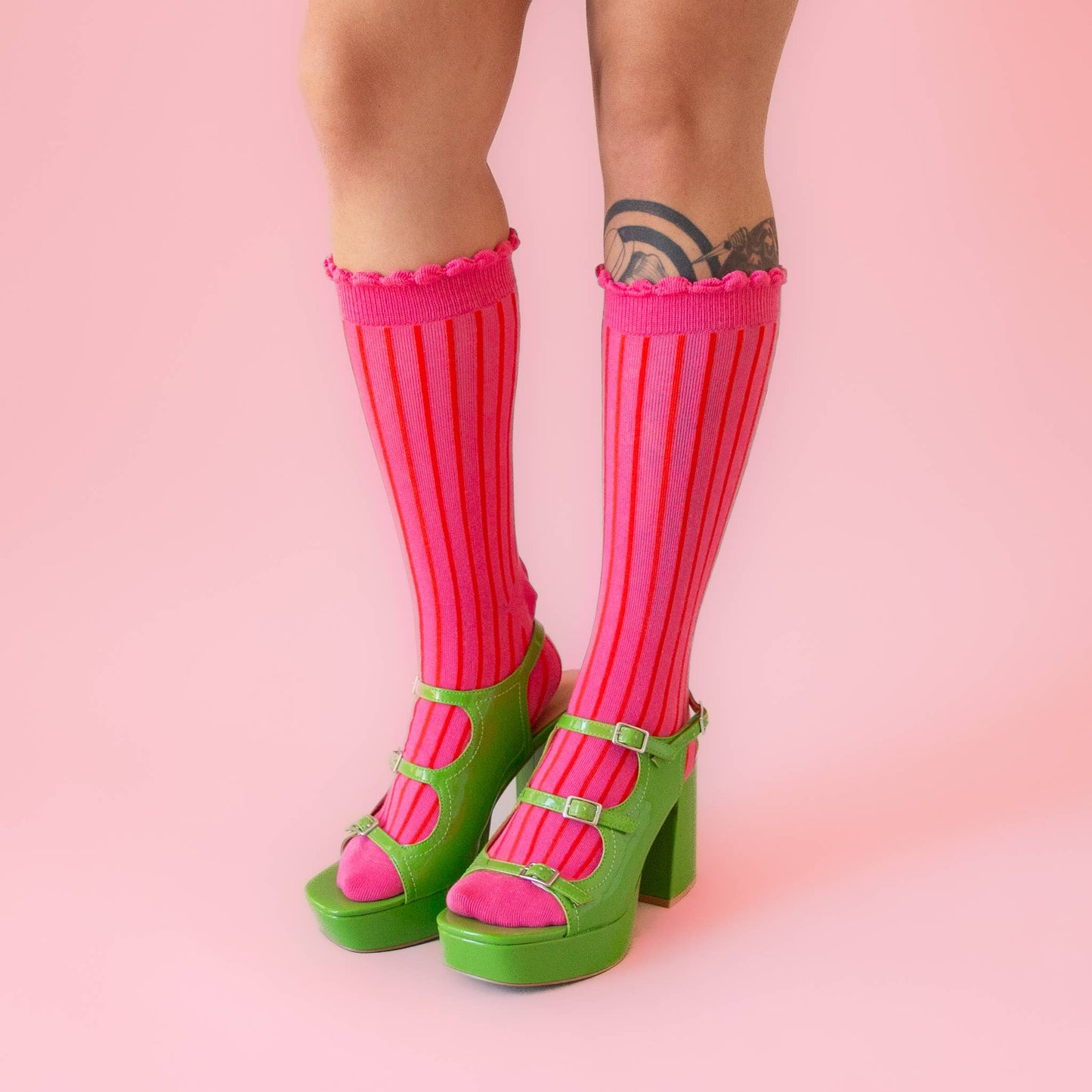 Striped Crew Socks | Fuchsia