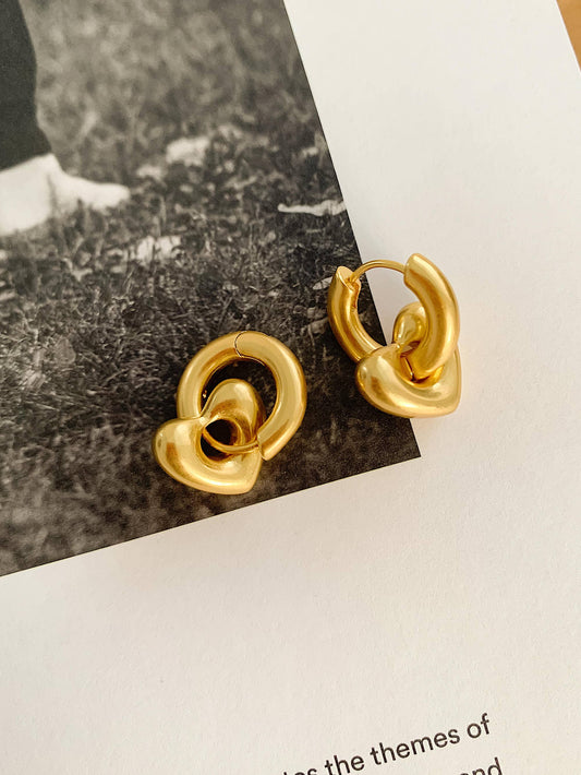 Gold Heart Hoop Earrings