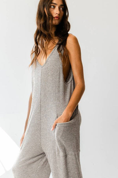 Tan Oversized Knit Jumpsuit