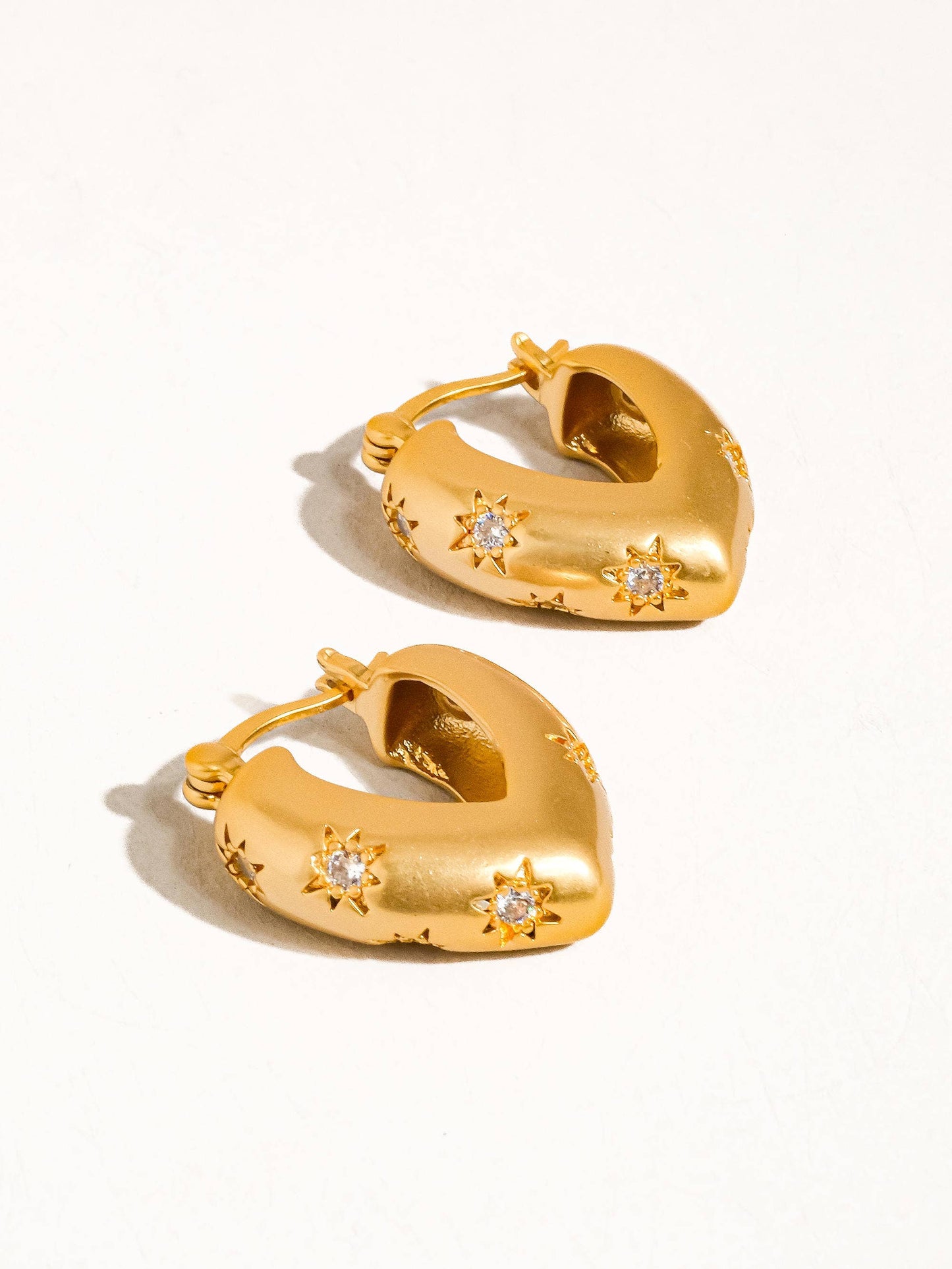 Gold Star Heart Earring: Yellow Gold