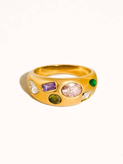 Multicolored Diamond Dome Ring