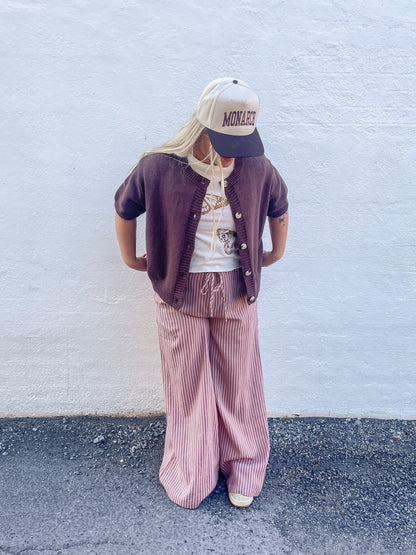 Short Sleeve Button Up Sweater