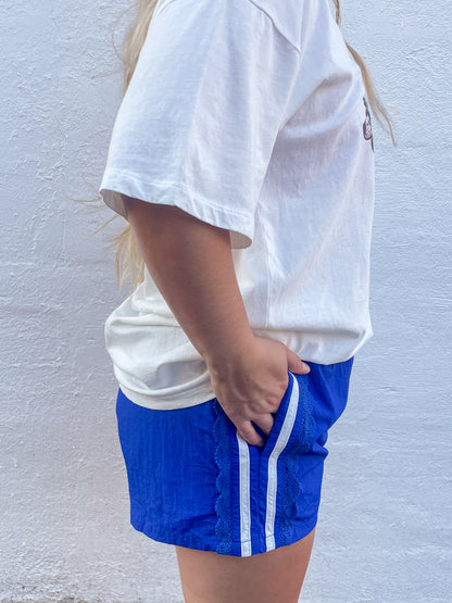 Blue Lace Trim Shorts