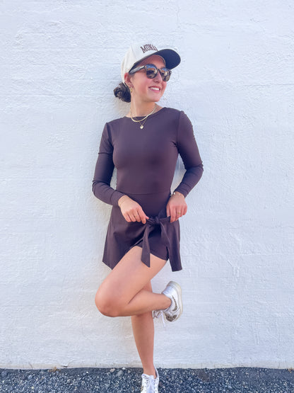 Long Sleeve Wrap Tie Front Dress