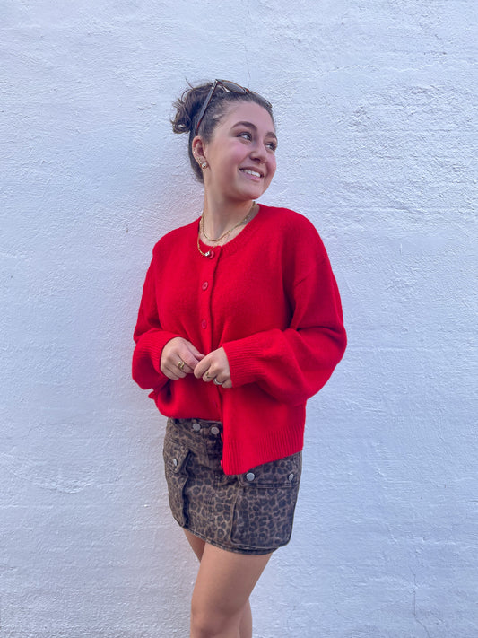 Leopard Denim Skirt