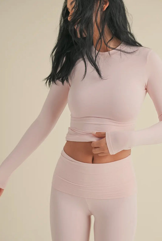 Pink Fitted Long Sleeve Tee