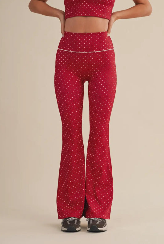 Red Polka Dot Flare Leggings