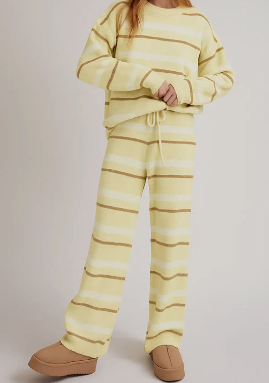 Yellow Striped Sweater Set