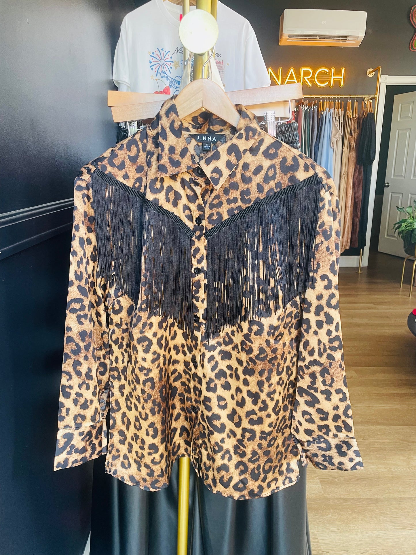 Tasseled Leopard Blouse