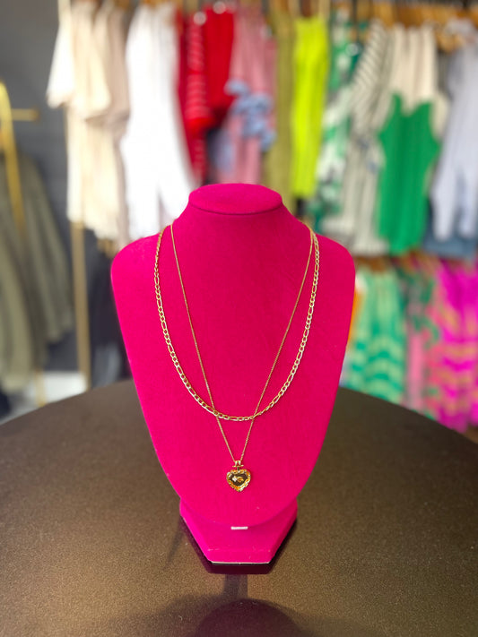 Layered Heart Chain Necklace