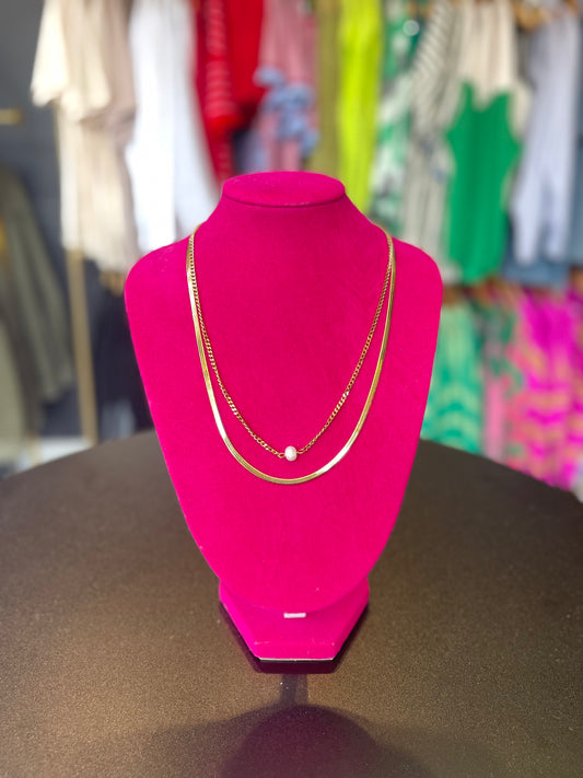 Layered Pearl Chain Necklace