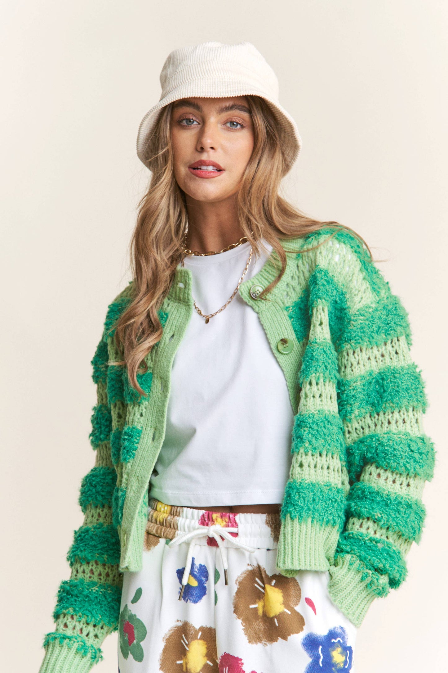 Fuzzy Cardigan: Green Sage