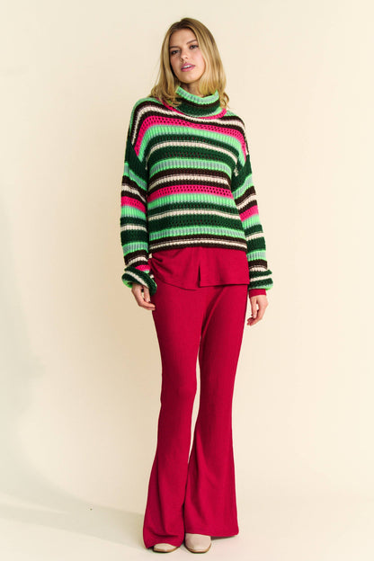 High Neck Stripe Sweater