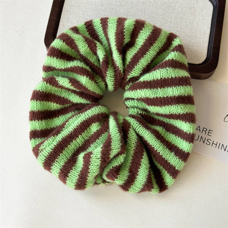 Brown Striped Scrunchie