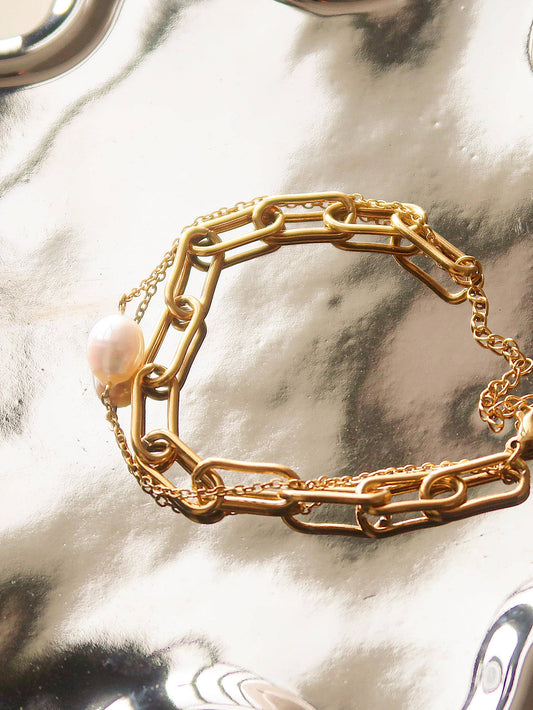 Aether Stacked Chain Pearl Bracelet