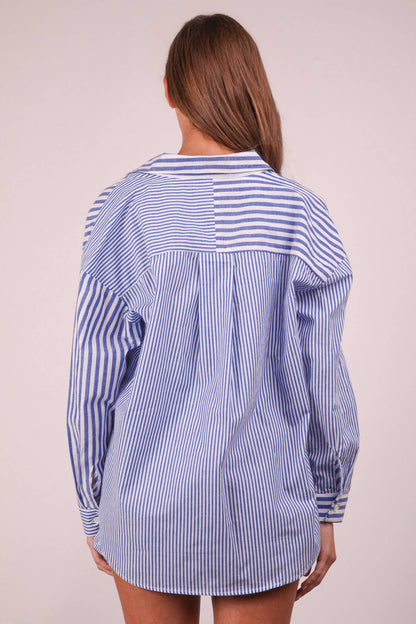 Blue Oversized Striped Set