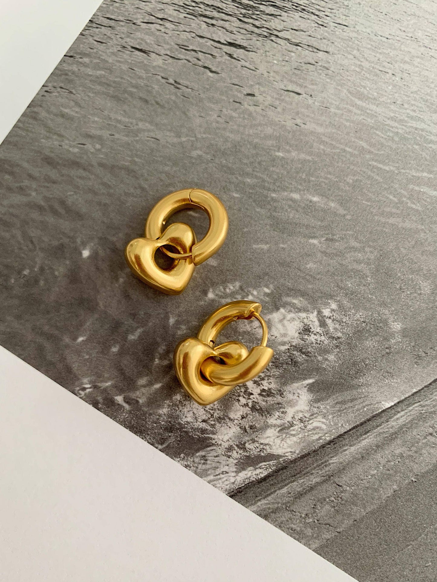 Gold Heart Hoop Earrings