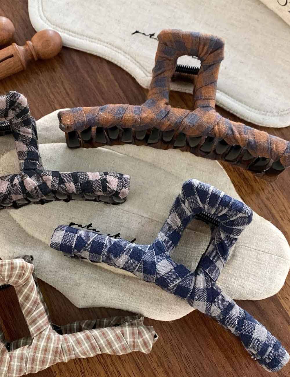 Checkered Fabric Hair Clip