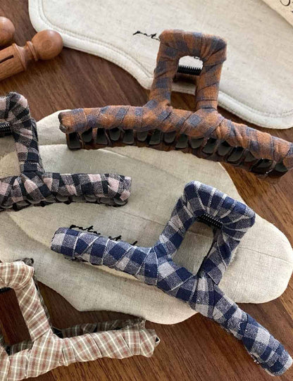 Checkered Fabric Hair Clip