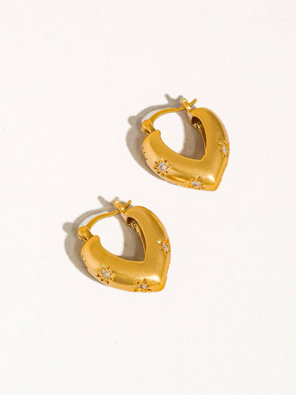 Gold Star Heart Earring: Yellow Gold