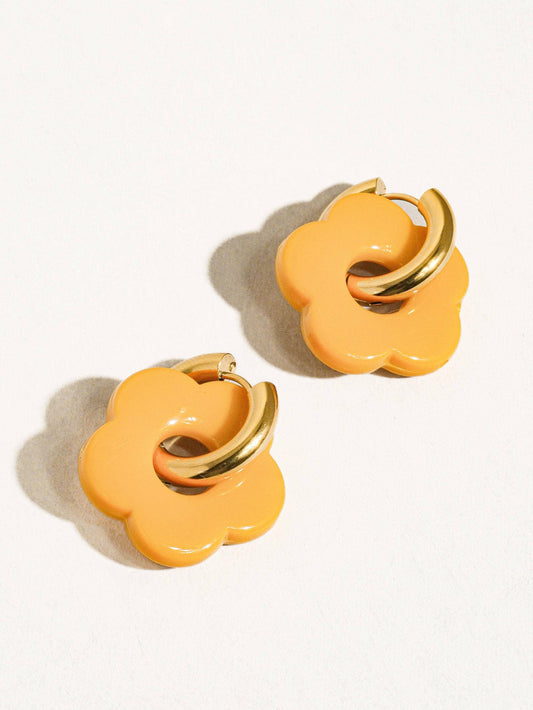 Orange Summer Flower Earrings