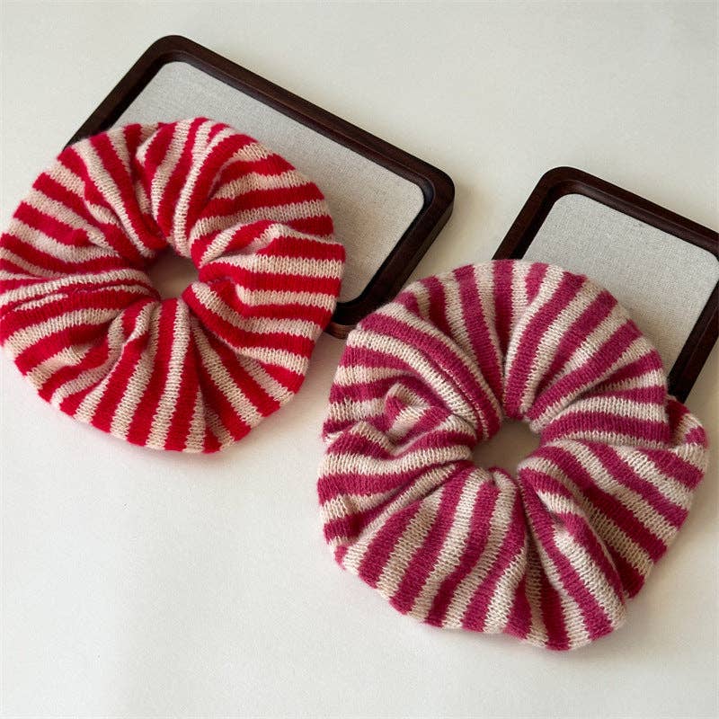 Brown Striped Scrunchie