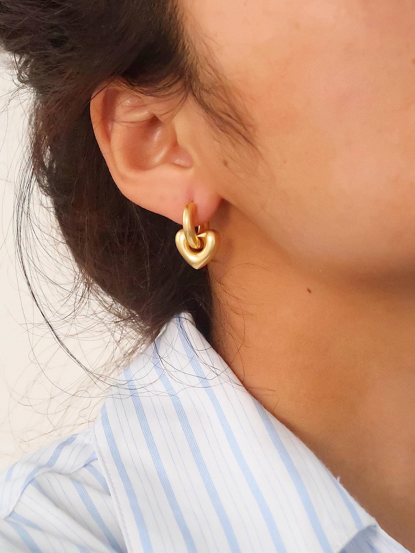 Gold Heart Hoop Earrings