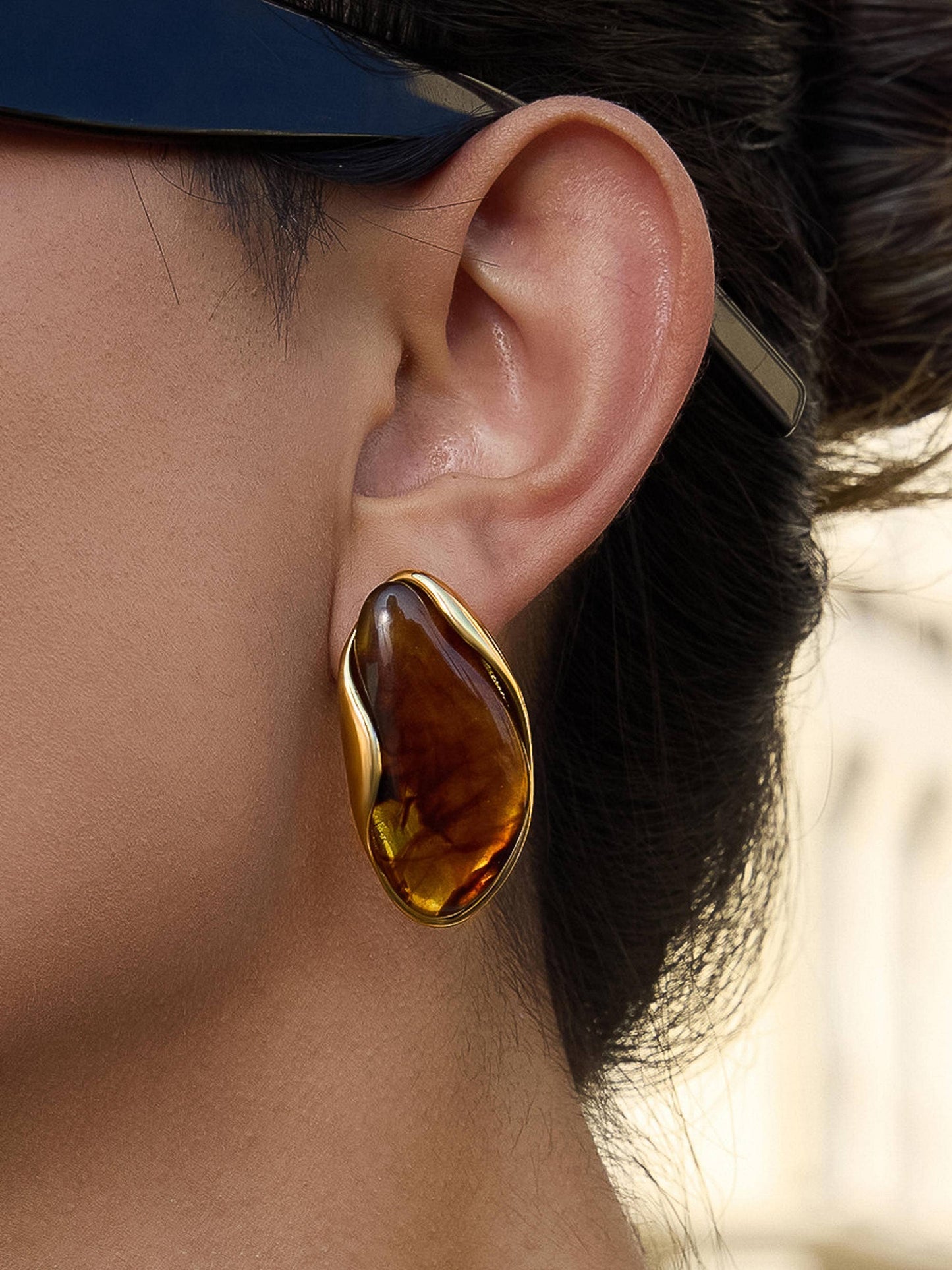 Brown Resin Drop Earrings