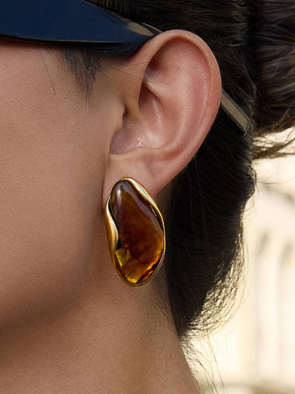 Brown Resin Drop Earrings