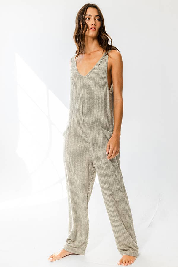 Tan Oversized Knit Jumpsuit