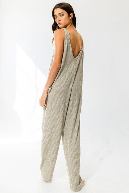 Tan Oversized Knit Jumpsuit